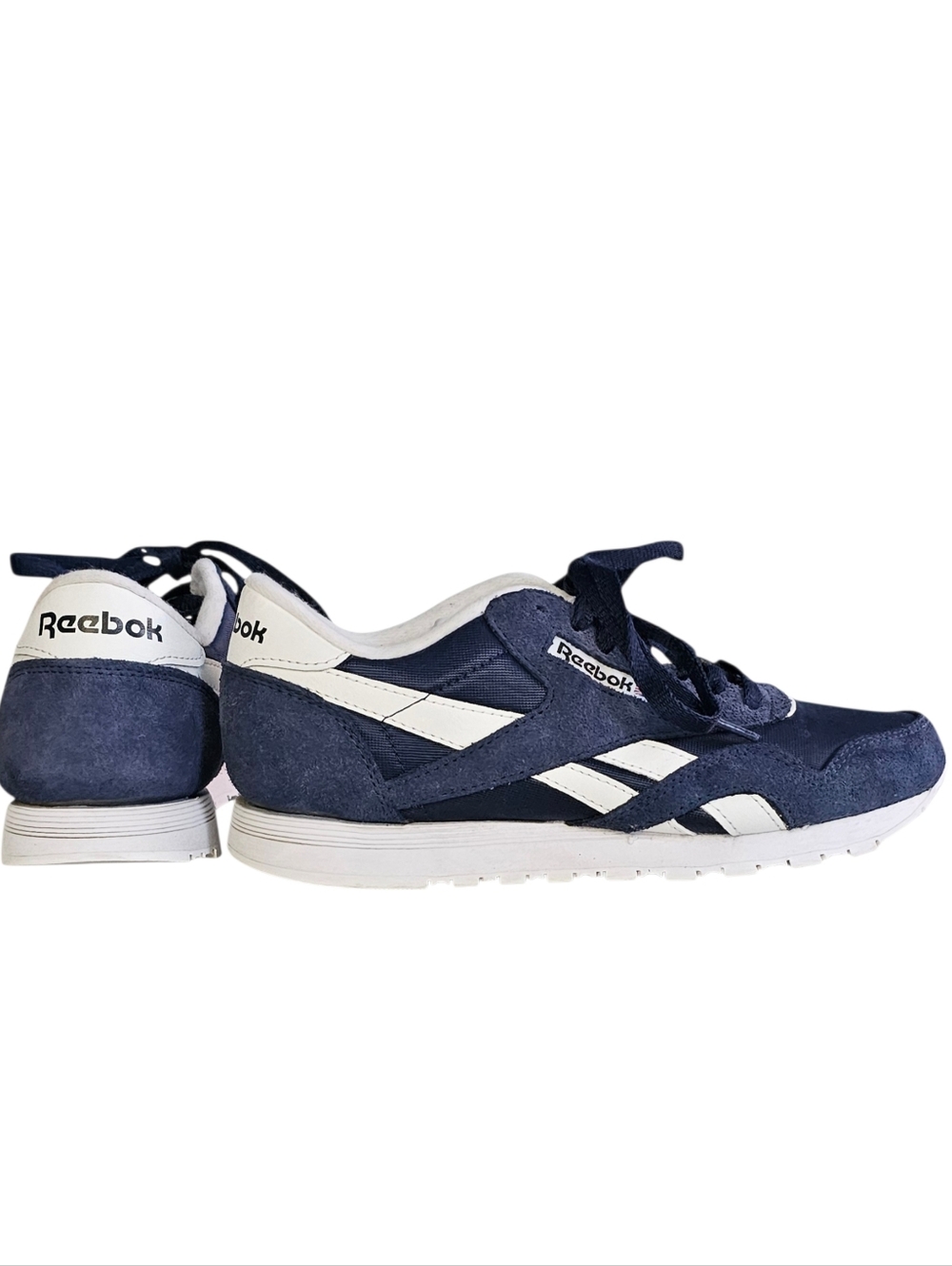 Reebok Unisex Navy Blue White Classic Nylon Sneakers men's 5.5 women's 7.5 - Picture 2 of 9